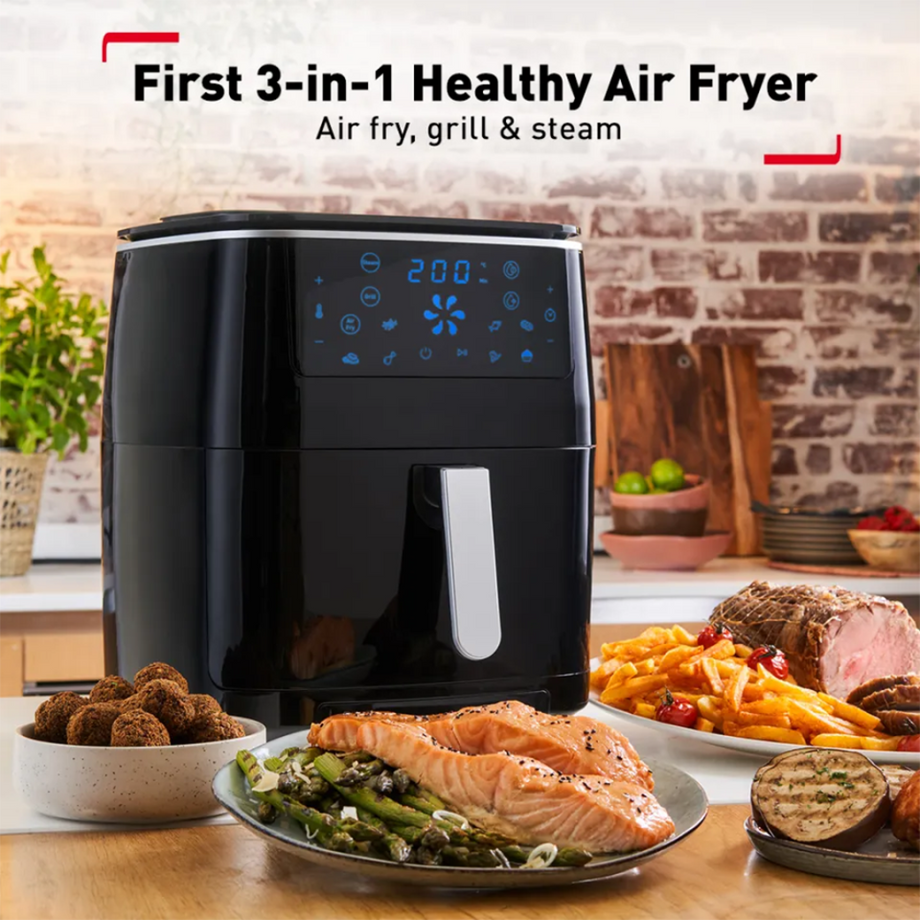 Tefal Easy Fry Grill & Steam Hot Air Fryer, Black - Worldshop