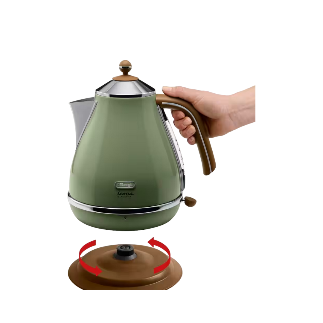 DeLonghi KBOV2001.GR 1.7L Icona Vintage Olive Green Kettle ESH Electrical